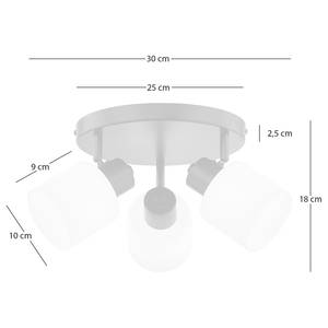 Lampada da soffitto KOLIND 3 punti luce Metallo nero / Vetro opalino bianco