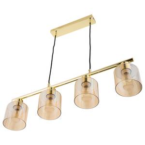 Hanglamp KOLIND 4 lichtbronnen Glanzend goudkleurig metaal/Amberkleurig glas