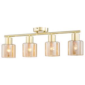 Plafondlamp 4 lichtbronnen Glanzend goudkleurig metaal/Amberkleurig glas