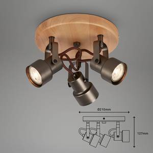 LED-Deckenleuchte Tahun III Eisen / Gummibaum teilmassiv - 3-flammig