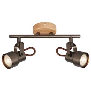 LED-plafondlamp Tahun I ijzer/deels massief rubberboomhout - 2 lichtbronnen