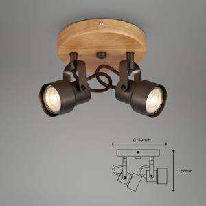 LED-Deckenleuchte Tahun II Eisen / Gummibaum teilmassiv - 2-flammig