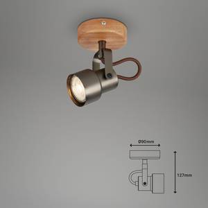 LED-wandlamp Tahun ijzer/deels massief rubberboomhout - 1 lichtbron