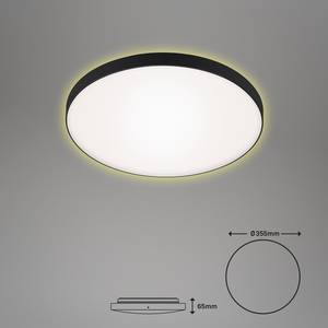 LED-plafondlamp Flet polycarbonaat/ijzer - 1 lichtbron - Zwart - Diameter: 36 cm