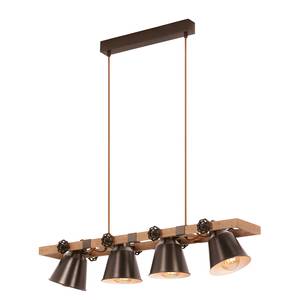 Hanglamp Talle ijzer/deels massief rubberboomhout - 4 lichtbronnen