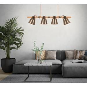 Hanglamp Talle ijzer/deels massief rubberboomhout - 4 lichtbronnen