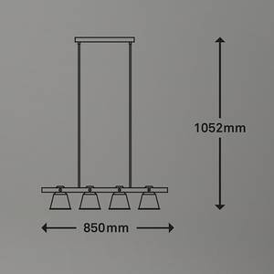 Suspension Talle Fer / Partiellement en hévéa massif - 4 ampoules