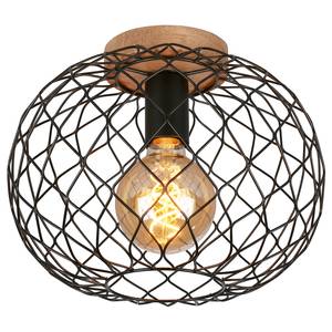 Plafondlamp Winki ijzer/deels massief rubberboomhout - 1 lichtbron