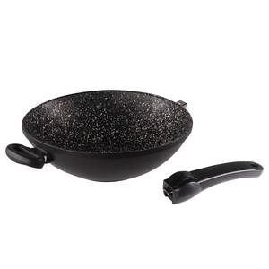 Poêle wok de 32 cm - Poignée amovible avec couvercle en verre