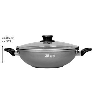 Wok mit Glasdeckel Gibson Aluminium - Anthrazit - ø  28 - Durchmesser: 28 cm