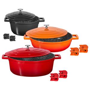 Cocotte-Bräter-Set Lenya (3-tlg.) Aluminium - Rot; Schwarz; Orange - ø 20