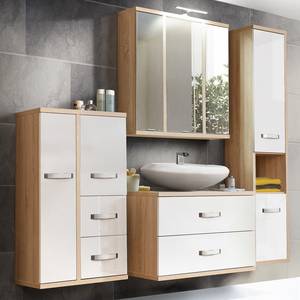 Set di mobili da bagno Frejus (4 pezzi) Bianco lucido / Effetto rovere