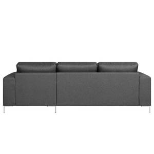 Ecksofa Summer Microfaser - Webstoff Mavie: Anthrazit - Longchair davorstehend rechts - Ohne Schlaffunktion