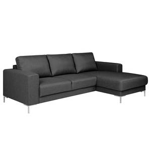 Ecksofa Summer Microfaser - Webstoff Mavie: Anthrazit - Longchair davorstehend rechts - Ohne Schlaffunktion