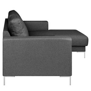 Ecksofa Summer Microfaser - Webstoff Mavie: Anthrazit - Longchair davorstehend rechts - Ohne Schlaffunktion