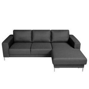 Ecksofa Summer Microfaser - Webstoff Mavie: Anthrazit - Longchair davorstehend rechts - Ohne Schlaffunktion