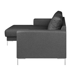 Ecksofa Summer Microfaser - Webstoff Mavie: Anthrazit - Longchair davorstehend links - Ohne Schlaffunktion