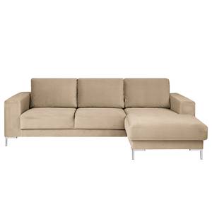 Ecksofa Summer Samt - Samt Vaia: Beige - Longchair davorstehend rechts - Ohne Schlaffunktion