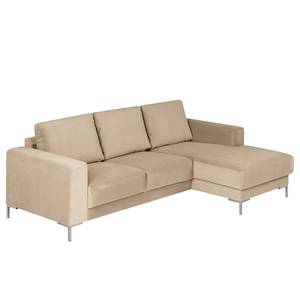 Ecksofa Summer Samt - Samt Vaia: Beige - Longchair davorstehend rechts - Ohne Schlaffunktion