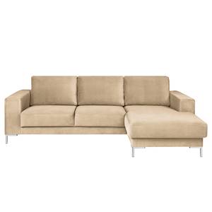 Ecksofa Summer Samt - Samt Vaia: Beige - Longchair davorstehend rechts - Ohne Schlaffunktion