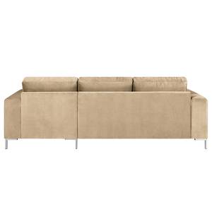 Ecksofa Summer Samt - Samt Vaia: Beige - Longchair davorstehend rechts - Ohne Schlaffunktion