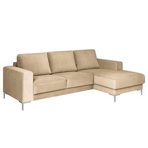 Ecksofa Summer Samt - Samt Vaia: Beige - Longchair davorstehend rechts - Ohne Schlaffunktion