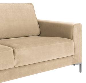 Zithoek Summer fluweel - Velours Vaia: Beige - Longchair vooraanzicht rechts/Ottomaan links