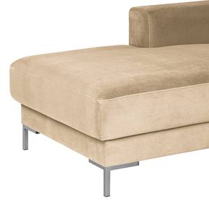 Zithoek Summer fluweel - Velours Vaia: Beige - Longchair vooraanzicht rechts/Ottomaan links