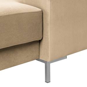 Zithoek Summer fluweel - Velours Vaia: Beige - Longchair vooraanzicht rechts/Ottomaan links