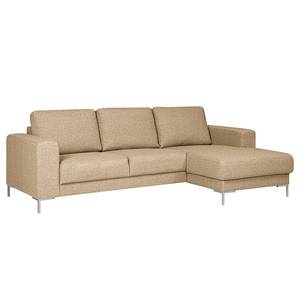 Ecksofa Summer Strukturstoff - Recycelter Strukturstoff Gesa: Beige - Longchair davorstehend rechts - Ohne Schlaffunktion