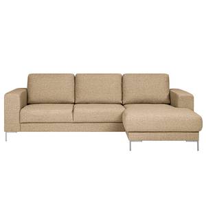 Ecksofa Summer Strukturstoff - Recycelter Strukturstoff Gesa: Beige - Longchair davorstehend rechts - Ohne Schlaffunktion