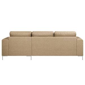 Ecksofa Summer Strukturstoff - Recycelter Strukturstoff Gesa: Beige - Longchair davorstehend rechts - Ohne Schlaffunktion