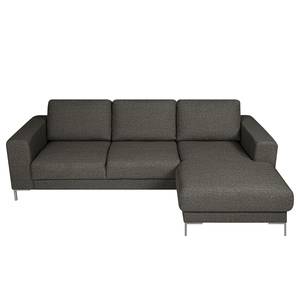 Ecksofa Summer Strukturstoff - Recycelter Strukturstoff Gesa: Anthrazit - Longchair davorstehend rechts - Ohne Schlaffunktion