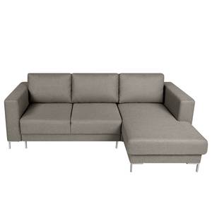 Ecksofa Summer Microfaser - Webstoff Mavie: Granit - Longchair davorstehend rechts - Mit Schlaffunktion