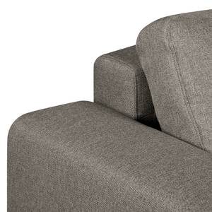 Ecksofa Summer Microfaser - Webstoff Mavie: Granit - Longchair davorstehend rechts - Mit Schlaffunktion