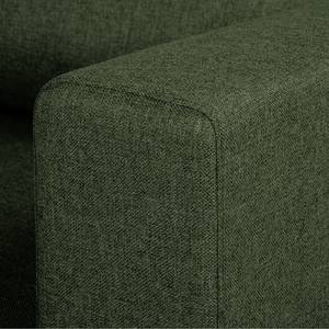Canapé d’angle Summer Microfibre - Tissu Mavie: Vert foncé - Méridienne courte à droite (vue de face) - Avec fonction couchage