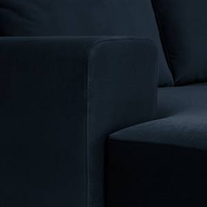 Canapé d’angle Summer Velours - Velours Vaia: Bleu foncé - Méridienne courte à droite (vue de face) - Avec fonction couchage