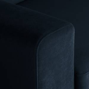 Canapé d’angle Summer Velours - Velours Vaia: Bleu foncé - Méridienne courte à droite (vue de face) - Avec fonction couchage