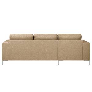 Ecksofa Summer Strukturstoff - Recycelter Strukturstoff Gesa: Beige - Longchair davorstehend links - Ohne Schlaffunktion