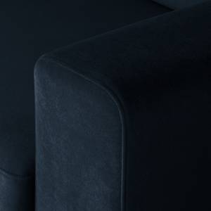Canapé d’angle Summer Velours - Velours Vaia: Bleu foncé - Méridienne courte à gauche (vue de face) - Avec fonction couchage