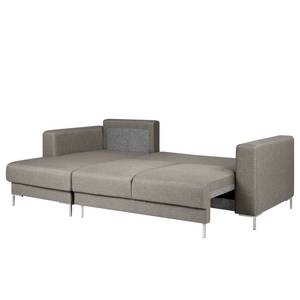 Ecksofa Summer Microfaser - Webstoff Mavie: Granit - Longchair davorstehend links - Mit Schlaffunktion