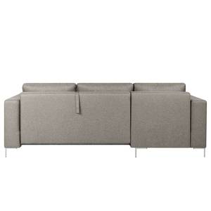 Ecksofa Summer Microfaser - Webstoff Mavie: Granit - Longchair davorstehend links - Mit Schlaffunktion