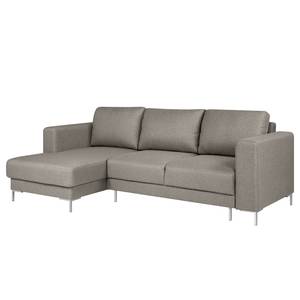 Ecksofa Summer Microfaser - Webstoff Mavie: Granit - Longchair davorstehend links - Mit Schlaffunktion