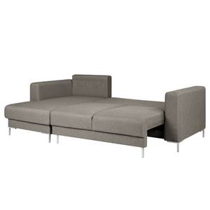 Ecksofa Summer Microfaser - Webstoff Mavie: Granit - Longchair davorstehend links - Mit Schlaffunktion