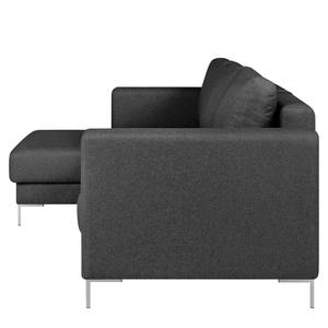 Ecksofa Summer Microfaser - Webstoff Mavie: Anthrazit - Longchair davorstehend links - Mit Schlaffunktion