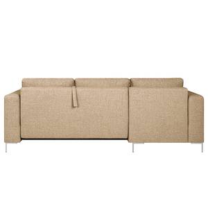 Ecksofa Summer Strukturstoff - Recycelter Strukturstoff Gesa: Beige - Longchair davorstehend links - Mit Schlaffunktion