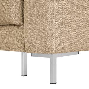 Ecksofa Summer Strukturstoff - Recycelter Strukturstoff Gesa: Beige - Longchair davorstehend links - Mit Schlaffunktion