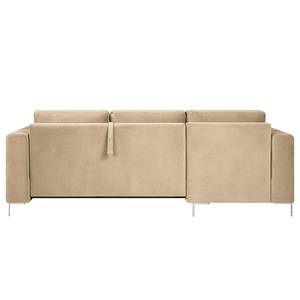 Ecksofa Summer Samt - Samt Vaia: Beige - Longchair davorstehend links - Mit Schlaffunktion