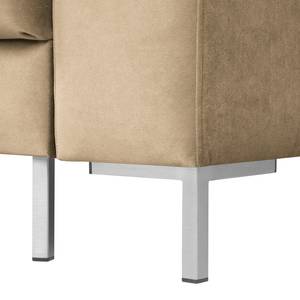 Ecksofa Summer Samt - Samt Vaia: Beige - Longchair davorstehend links - Mit Schlaffunktion