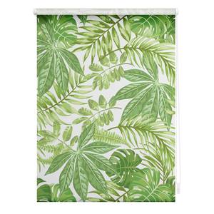 Store enrouleur sans perçage Feuilles Polyester - Vert - 45 x 150 cm